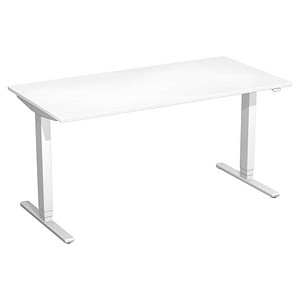 geramöbel Flex elektrisch höhenverstellbarer Schreibtisch weiß rechteckig, T-Fuß-Gestell silber 160,0 x 80,0 cm