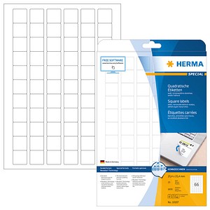 1.650 HERMA Etiketten 10107 weiß 25,4 x 25,4 mm
