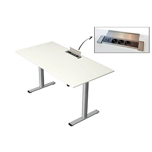 4044917451148 - Schreibtisch Move Base plus 10420610 elektrisch höhenverstellbar 73-123cm (H) 160x80cm (BxT) rechteckig weiß   silber 40449