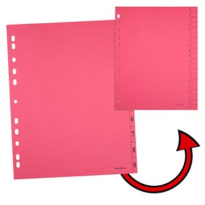 Trennblätter DIN A4 0-9 dunkelrot, 250 g/qm, 100 Blatt