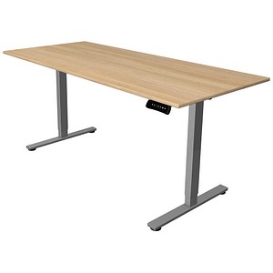 Kerkmann Move base 2 elektrisch höhenverstellbarer Schreibtisch eiche hell rechteckig, T-Fuß-Gestell silber 180,0 x 80,0 cm