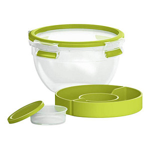4009049449173 - Clip & Go Salatbox rund 1 Liter Mit separaten Einsätzen für Toppings und Dressing Farbe transparent grün 4009049449173 - Clip & Go Salatbox rund 1 Liter Mit separaten Einsätzen für Toppings und Dressing Farbe transparent grün