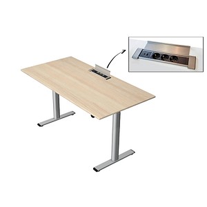 Kerkmann Move Base plus elektrisch höhenverstellbarer Schreibtisch ahorn rechteckig, T-Fuß-Gestell silber 160,0 x 80,0 cm