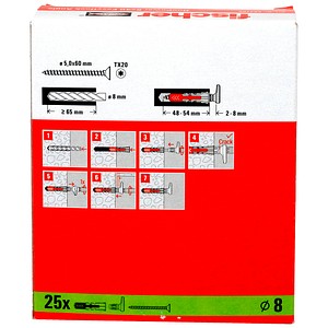 4048962459548 - fischer EasyHook Loop - DuoPower 8x40 2K 564173 Dübel mit Schrauben Ø 5 8 mm 40 80 mm 25 Stück 4048962459548 - fischer EasyHook Loop - DuoPower 8x40 2K 564173 Dübel mit Schrauben Ø 5 8 mm 40 80 mm 25 Stück