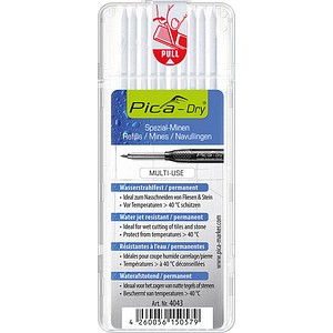 4260056150579 - Dry Wasserstrahl Ersatzminen für Tieflochmarker-Bleistift weiß 28 mm 4260056150579 10 Stück
