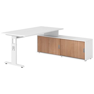 4032062331729 - OSE16SB höhenverstellbarer Schreibtisch weiß rechteckig T-Fuß-Gestell weiß 1600 x 800 cm 4032062331729 - OSE16SB höhenverstellbarer Schreibtisch weiß rechteckig T-Fuß-Gestell weiß 1600 x 800 cm