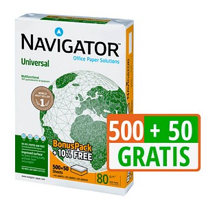 NAVIGATOR Kopierpapier Universal DIN A4 80 g/qm 550 Blatt NAVIGATOR Kopierpapier Universal DIN A4 80 g/qm 550 Blatt