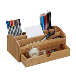 4052025202477 - Relaxdays Schreibtischorganizer aus Bambus Multiköcher mit 4 Fächern und Schublade natürliche Maserung HBT ca 11 x 275 x 15 cm natur 4052025202477 - Relaxdays Schreibtischorganizer aus Bambus Multiköcher mit 4 Fächern und Schublade natürliche Maserung HBT ca 11 x 275 x 15 cm natur