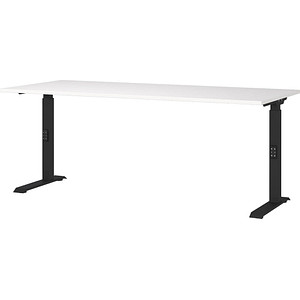 4005949791220 - Schreibtisch DOWNEY 7912-614 manuell höhenverstellbar 68-91cm (H) 180cmx80cm (BxT) rechteckig weiß   Schwarz 4005949791220 G
