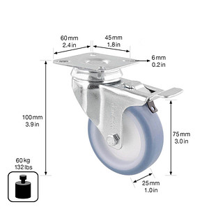 4001073051933 - Apparate-Lenkrollen Rad-Ø 75 mm VE 4 Stk Lenkrolle mit Feststeller Platte 4001073051933 - Apparate-Lenkrollen Rad-Ø 75 mm VE 4 Stk Lenkrolle mit Feststeller Platte