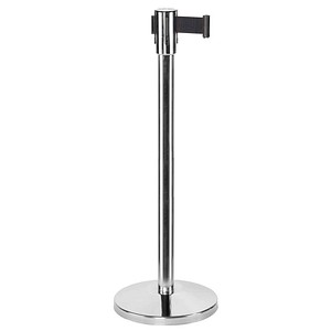 4052293724244 - PersonenleitsystemStänder Edelstahl Gurt schwarz 1 Ständer ØxH 350 50 x 915 mm Gurt BxH 1800 x 47