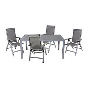 Garden Pleasure Sitzgruppe Grace, grau Kunststoff, Metall, 5-teilig