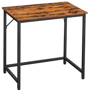 VASAGLE Schreibtisch vintagebraun, schwarz rechteckig, 4-Fuß-Gestell schwarz 80,0 x 50,0 cm