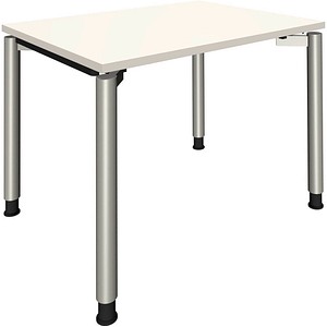 4260672330072 - fm Sidney höhenverstellbarer Schreibtisch weiß rechteckig 4-Fuß-Gestell Rundrohr silber 1000 x 800 cm 4260672330072 - fm Sidney höhenverstellbarer Schreibtisch weiß rechteckig 4-Fuß-Gestell Rundrohr silber 1000 x 800 cm