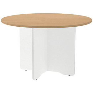 8427951386007 -  Mehrzwecktisch Meeting weißeiche rund Säulenfuß weiß 1200 x 1200 x 720 cm 8427951386007 rocada