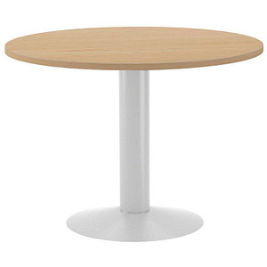 8427951300881 -  Mehrzwecktisch Meeting eiche rund Säulenfuß silber 1000 x 1000 x 720 cm 8427951300881 rocada