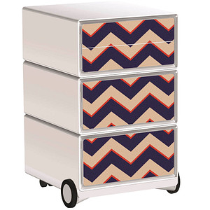 PAPERFLOW easyBox Vintage Rollcontainer weiß, bunt 4 Auszüge 39,0 x 43,6 x 64,2 cm