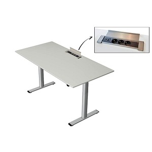 4044917451155 - Schreibtisch Move Base plus 10420611 elektrisch höhenverstellbar 73-123cm (H) 160x80cm (BxT) rechteckig lichtgrau   silber 