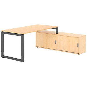 4032062332252 - Schreibtischkombination RSE16 höhenverstellbar 72-81cm (H) 160x80cm (BxT) rechteckig ahorn   graphit 4032062332252 Hammerbac