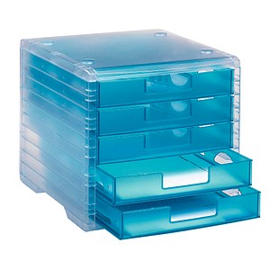 Schubladenbox Lightbox lagoon DIN C4 mit 5 Schubladen