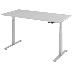 4032062320266 - Base Lite elektrisch höhenverstellbarer Schreibtisch lichtgrau rechteckig T-Fuß-Gestell silber 1600 x 800 cm 4032062320266 - Base Lite elektrisch höhenverstellbarer Schreibtisch lichtgrau rechteckig T-Fuß-Gestell silber 1600 x 800 cm