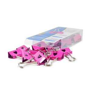 Rapesco Foldback-Klammern 32mm pink mit Herz VE=20 Stück
