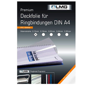 LMG Deckfolien für Bindemappen PREMIUM transparent, DIN A4 0,15 mm, 100 St.