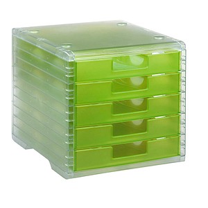 Schubladenbox Lightbox kiwi DIN C4 mit 5 Schubladen