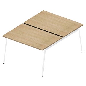 Quadrifoglio Doppelschreibtisch eiche rechteckig, 4-Fuß-Gestell weiß 120,0 x 164,0 cm