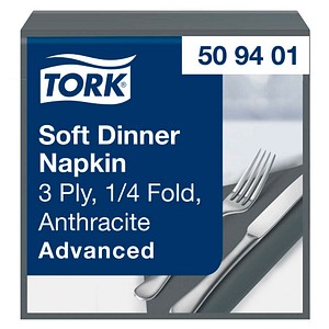 TORK Servietten Soft Dinner Advanced anthrazit 3-lagig 39,0 x 39,5 cm, 100 St.