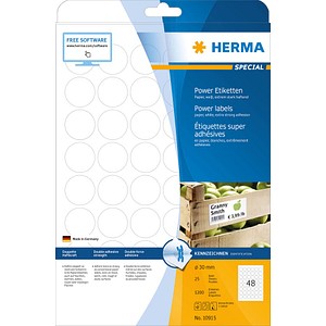 4008705109154 - Power-Etiketten Nr 10915 rund Ø 30 mm selbstklebend extrem stark haftend Papier matt 1200 Stück 4008705109154 - Power-Etiketten Nr 10915 rund Ø 30 mm selbstklebend extrem stark haftend Papier matt 1200 Stück