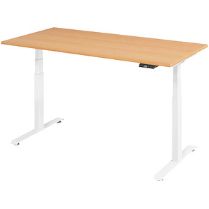 4032062320358 - Base Lite elektrisch höhenverstellbarer Schreibtisch buche rechteckig T-Fuß-Gestell weiß 1600 x 800 cm 4032062320358 - Base Lite elektrisch höhenverstellbarer Schreibtisch buche rechteckig T-Fuß-Gestell weiß 1600 x 800 cm