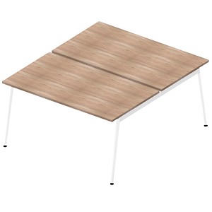 Quadrifoglio Doppelschreibtisch ulme rechteckig, 4-Fuß-Gestell weiß 140,0 x 164,0 cm