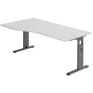 4032062190517 - HAMMERBACHER OS 18 höhenverstellbarer Schreibtisch lichtgrau Trapezform C-Fuß-Gestell grau 1800 x 800 1000 cm 4032062190517 - HAMMERBACHER OS 18 höhenverstellbarer Schreibtisch lichtgrau Trapezform C-Fuß-Gestell grau 1800 x 800 1000 cm