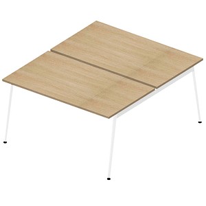 Quadrifoglio Doppelschreibtisch eiche rechteckig, 4-Fuß-Gestell weiß 140,0 x 164,0 cm
