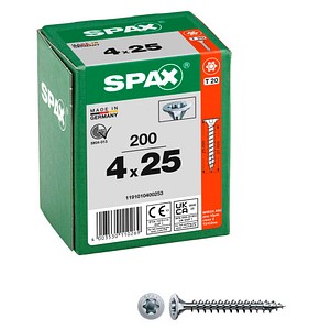 4003530110269 - SPAX Senkkopfschraube WIROX 4 x 25 20 -T20 K R 88091 (Inhalt 200 Stück)