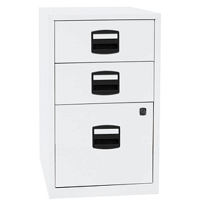 BISLEY Home Standcontainer verkehrsweiß 3 Auszüge Kunststoff-Muldengriff schwarz 41,3 x 40,0 x 67,2 cm