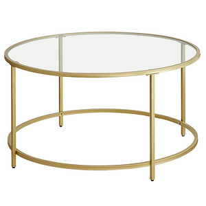6955880340996 - Couchtisch 455cm (H) 84x84cm (BxT) rund glasklar   gold 6955880340996 VASAGLE