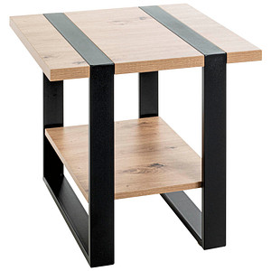 4001070474773 - Beistelltisch quadratisch Stahlrohr pulverbeschichtet melaminharzbeschichtet B 450 x T 450 x H 450 mm schwarz Eiche hell