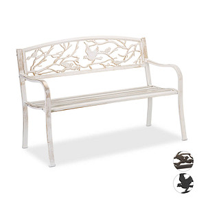 4052025908997 - Gartenbank 10030989_1255 weißbronze Metall 1270 cm 4052025908997 relaxdays