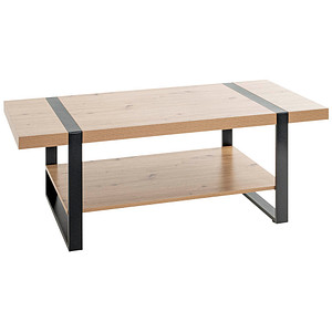 4001070254993 - Couchtisch rechteckig Stahlrohr pulverbeschichtet Ablage melaminharzbeschichtet B 1200 x T 600 x H 450 mm schwarz Eiche hell 4001070254993 - Couchtisch rechteckig Stahlrohr pulverbeschichtet Ablage melaminharzbeschichtet B 1200 x T 600 x H 450 mm schwarz Eiche hell