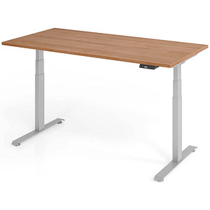 4032062320303 - Base Lite elektrisch höhenverstellbarer Schreibtisch nussbaum rechteckig T-Fuß-Gestell silber 1600 x 800 cm