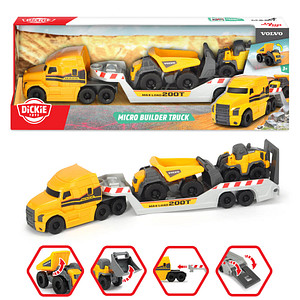 DICKIE Mack/Volvo Micro Builder Truck LKW mit Anhänger 203725005 Spielzeugautos