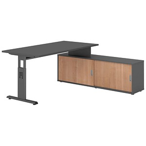 4032062331712 - OSE16SB höhenverstellbarer Schreibtisch grafit rechteckig T-Fuß-Gestell grau 1600 x 800 cm