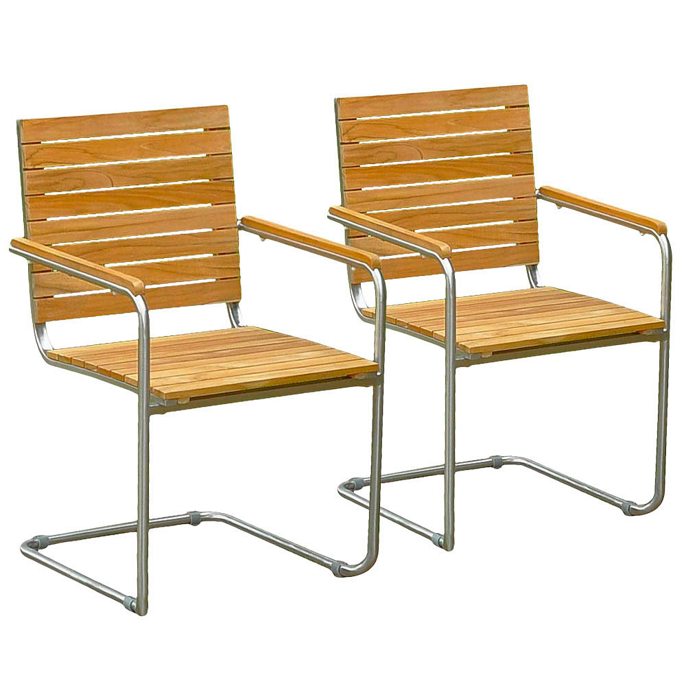 Garden Pleasure Gartenstühle mit Armlehnen Denver braun, Metall, 2 St