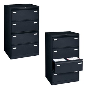 BISLEY LIGHT Hängeregistraturschrank schwarz 4 Schubladen 80,0 x 62,2 x 132,1 cm, 1 St.