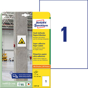 AVERY Zweckform Power-Etiketten L7877-20 weiß 210,0 x 297,0 mm, 20 Blatt