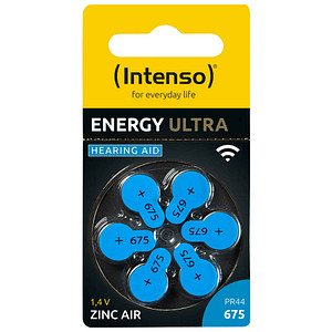 INTENSO 7504446 - Hörgerätebatterie, Zink-Luft, 11,6x5,4 mm, Aid 675, 6er-Pack