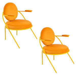 3660141960365 - Sessel Meet by Paperflow Saturne mit Armlehnen B 700 x T 730 x H 880 mm Stahlrohr Samt Safran Safran