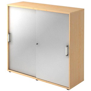 HAMMERBACHER Schiebetürenschrank 1753S, V1753S/3/S/CE ahorn, silber 2 Fachböden 120,0 x 40,0 x 110,0 cm